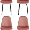 BAÏTA Lot de 4 chaises Lena en Velours Rose, 44x52x86cm