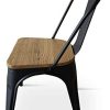 Kosmi - Lot de 4 Chaises Noires en métal et Bois Clair Style Industriel Factory en métal Noir Mat et Assise en Bois Clair