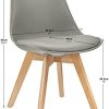 VADIM Chaise Scandinave Grise Lot de 4, Chaises De Cuisine Rétro Tulipe Rembourrée, Chaise Salle à Manger Pied en Bois
