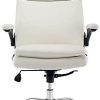 31cu-ZOLMTS._AC_.jpg YAMASORO Fauteuil de Bureau, Chaise de Bureau, Soutien Lombaire Ajustable, Accoudoirs Pliables, Dossier Ergonomique Inclinable en Faux Cuir, Siège Pivotant à roulettes (Blanc | No. 3287)