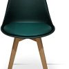 RED DECO Lot de 4 chaises de Salle à Manger scandinaves Pieds Bois hêtre LAGOM Assise Simili Cuir Vert foncé