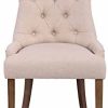 CLP Lot De 2 Chaises De Salle A Manger Aberdeen en Tissu I Chaise Rembourrée avec Piétement en Bois D'Hévéa Et Dossier, Couleur:crème, Couleur du Cadre:Antique Clair