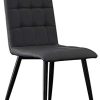 OFCASA Lot de 2 chaises de salle à manger en simili cuir gris avec dossier haut rembourré pour comptoir de cuisine, réception, bureau, restaurant, hôtel salon