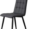 OFCASA Lot de 2 chaises de salle à manger en simili cuir gris avec dossier haut rembourré pour comptoir de cuisine, réception, bureau, restaurant, hôtel salon