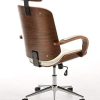 CLP Fauteuil De Bureau Ergonomique Dayton Similicuir I Assise Rembourrée I Chaise De Bureau Réglable en Hauteur avec Accoudoirs Et roulettes, Couleur:Noyer/Blanc
