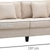 HOMCOM Canapé 3 Places dim. 197L x 84P x 90H cm Coussin déco. Inclus Pieds Bois Massif pin Tissu Aspect Velours côtelé Beige