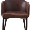 31pOaIQrKGL._AC_.jpg KJ Lot de 2 chaises fauteuil de salle à manger en cuir, floqué vintage, style industriel,fauteuil salon pieds en métal, chaises de chambre à coucher avec dossier et accoudoirs, Marron