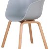 BenyLed Lot de 4 Chaises de Salle à Manger Scandinave Design Rétro Chaise D'appoint avec Pieds en Bois de Chêne et Assise en Polypropylène (Gris)
