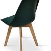 RED DECO Lot de 4 chaises de Salle à Manger scandinaves Pieds Bois hêtre LAGOM Assise Simili Cuir Vert foncé