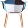 Lot de 2/4/6 chaises de salle à manger style moderne en lin patchwork avec pieds en hêtre massif pour chambre à coucher, cuisine, salon (bleu, 2)