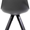 IDIMEX Lot de 4 chaises de Salle à Manger RETO Style scandinave Design Nordique avec piètement en Bois Massif de Coloris Noir, siège Coque en Plastique Gris