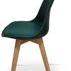 RED DECO Lot de 4 chaises de Salle à Manger scandinaves Pieds Bois hêtre LAGOM Assise Simili Cuir Vert foncé