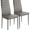YIFAA Lot de 4 Chaises de Salle à Manger en Similicuir,Chaises de Cuisine avec Haut Dossier (4-Gris)