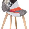 BenyLed Ensemble de 4 Chaises de Salle à Manger Chaises Patchwork Colorées avec Pieds en Bois Chaise Longue Scandinave pour Cuisine, Salon, Café, etc, (Rouge)
