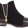 Primtex Bottines Chelsea Femme à Zip Motif Croco Verni Simili Cuir Boots Petit