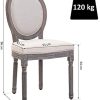 HOMCOM Lot de 2 chaises de Salle à Manger Chaise de Salon médaillon Style Louis XVI Bois Massif patiné Lin 51 x 51 x 96 cm écru