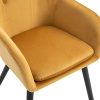 HOMCOM Chaises de Visiteur Design scandinave - Lot de 2 chaises - Pieds effilés Bois Noir - Assise Dossier accoudoirs ergonomiques Velours Moutarde