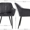 413lGgIUmAL._AC_.jpg SONGMICS Chaises de Salle à Manger, Lot de 2, Fauteuils, Sièges rembourrées, accoudoirs, Largeur d’Assise 49 cm, Pieds en métal, en Velours, Charge 110 kg, pour Salon, Chambre, Gris LDC087G02