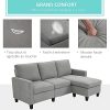 414Brw50wzS._AC_.jpg HOMCOM Canapé d'angle 3 Places méridienne réversible garnissage Mousse Haute densité 28D Tissu Polyester Gris Clair