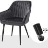 414J4z7nsiL._AC_.jpg SONGMICS Chaises de Salle à Manger, Lot de 2, Fauteuils, Sièges rembourrées, accoudoirs, Largeur d’Assise 49 cm, Pieds en métal, en Velours, Charge 110 kg, pour Salon, Chambre, Gris LDC087G02