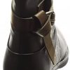 Angkorly - Chaussure Mode Bottine Motard Cavalier Femme perforée Boucle lanière Talon Bloc 3 CM - Intérieur Fourrée
