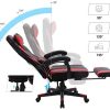 415mKIyt59L._AC_.jpg SONGMICS Fauteuil gamer, Chaise gaming, Siège de bureau réglable, avec repose-pieds télescopique, ergonomique, mécanisme basculent, appui-tête, support lombaire, charge 150 kg, Noir et rouge OBG73BRV1