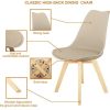1 lot de 4 ou 6 chaises de salle à manger de couleur scandinave avec coussin en polyuréthane confortable et pieds en hêtre kaki