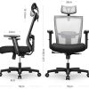417uOUltEjL._AC_.jpg mfavour Chaise de Bureau, Chaise Bureau Ergonomique, Fauteuil de Bureau, Siège Confortable Fauteuil Ergonomique avec 2D Accoudoirs, Hauteur Apui-tête Soutien Lombaire Dossier Règalable (Gris)