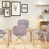4PCS rétro PU rembourré, Chaise de Salle à Manger en Bois Naturel rembourrée Patchwork, Chaise de Bureau, Chaise de Loisirs, Chaise de Salle à Manger à Dos Papillon, Chaise de négociation (Khaki)