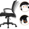 418SWEGEjFL._AC_.jpg Yaheetech Chaise/Fauteuil de Bureau Ergonomique Pivotant en Maille avec Dossier/Accoudoirs/Siège et Base Plus Large Noir 60 x 56 x 90-100 cm