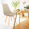 1 lot de 4 ou 6 chaises de salle à manger de couleur scandinave avec coussin en polyuréthane confortable et pieds en hêtre kaki