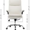 419qEPLe0oL._AC_.jpg YAMASORO Fauteuil de Bureau, Chaise de Bureau, Soutien Lombaire Ajustable, Accoudoirs Pliables, Dossier Ergonomique Inclinable en Faux Cuir, Siège Pivotant à roulettes (Blanc | No. 3287)