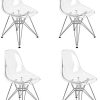 Lot de 4 Ghost Chaises en Polycarbonate + Acier pour Salle à Manger, Salon, Bureau, Restaurant et Jardin, 40 x 46 x 81 cm