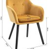 HOMCOM Chaises de Visiteur Design scandinave - Lot de 2 chaises - Pieds effilés Bois Noir - Assise Dossier accoudoirs ergonomiques Velours Moutarde