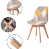 ELLEXIR Lot de 2 Chaises de Salle à Manger Lot de 2 en Lin,Chaise de Cuisine,Retro Patchwork Chaises,avec Base en Bois à Chevilles Patchwork Jaune