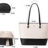 41Crci06Y8L._AC_.jpg Sac a Main Femme Sac Bandouliere Sac élégant en PU Cuir Sacs Fourre-tout Sacs Portés Main de 3 pièces (A-beige-noir)