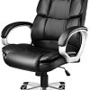 41EOLAsBDkL._AC_.jpg tectake Fauteuil de Bureau, Bascule Mécanique Verrouillable et Réglable, Structure Stable et Pivotante à 360°, Forme Ergonomique, Accoudoirs Larges et Arqués, Noir