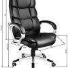 41EfvhaKq3L._AC_.jpg tectake Fauteuil de Bureau, Bascule Mécanique Verrouillable et Réglable, Structure Stable et Pivotante à 360°, Forme Ergonomique, Accoudoirs Larges et Arqués, Noir