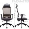 41Fzzh2zGDL._AC_.jpg Amoiu Chaises de Bureau en Maille Tissu, Chaises Fauteuil Exécutif Accoudoirs Multi Fonction,Soutien Lombaire Ajustable, Siège Ergonomique Inclinable Appui,Gris