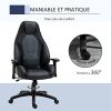 Fauteuil de bureau gamer ergonomique grand confort dossier bascule hauteur accoudoirs réglable PU noir