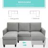 41Ga7x8lS9S._AC_.jpg HOMCOM Canapé d'angle 3 Places méridienne réversible garnissage Mousse Haute densité 28D Tissu Polyester Gris Clair