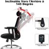 HomeGoGo Chaise de Bureau, Fauteuil d'Ordinateur Ergonomique en Maille Siège Réglable Maison Chaise Exécutive avec Appui-tête Accoudoir Fauteuil Pivotant pour Hommes Femmes, Charge 150kg, LJ-2033A