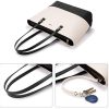 41I7DvyaEdL._AC_.jpg Sac a Main Femme Sac Bandouliere Sac élégant en PU Cuir Sacs Fourre-tout Sacs Portés Main de 3 pièces (A-beige-noir)
