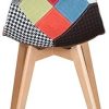BenyLed Ensemble de 4 Chaises de Salle à Manger Chaises Patchwork Colorées avec Pieds en Bois Chaise Longue Scandinave pour Cuisine, Salon, Café, etc, (Rouge)