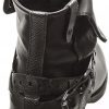 Angkorly - Chaussure Mode Bottine Motard Cavalier Femme Peau de Serpent lanière clouté Talon Bloc 3 CM - Intérieur Fourrée