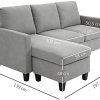 41JvppnbA6L._AC_.jpg HOMCOM Canapé d'angle 3 Places méridienne réversible garnissage Mousse Haute densité 28D Tissu Polyester Gris Clair