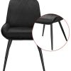 ELIGHTRY Lot de 6 Chaises de Salle à Manger Rétro Chaise de Cuisine avec Dossier Chaise de Salon Assise en Velours et Pieds en Métal,Noir