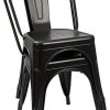 N/Q Lot de 4 Chaises de Salle à Manger Style Industriel Chaise Métal Empilable Intérieur/Extérieur (Noir)