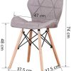 4PCS rétro PU rembourré, Chaise de Salle à Manger en Bois Naturel rembourrée Patchwork, Chaise de Bureau, Chaise de Loisirs, Chaise de Salle à Manger à Dos Papillon, Chaise de négociation (Khaki)