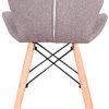 4PCS rétro PU rembourré, Chaise de Salle à Manger en Bois Naturel rembourrée Patchwork, Chaise de Bureau, Chaise de Loisirs, Chaise de Salle à Manger à Dos Papillon, Chaise de négociation (Khaki)